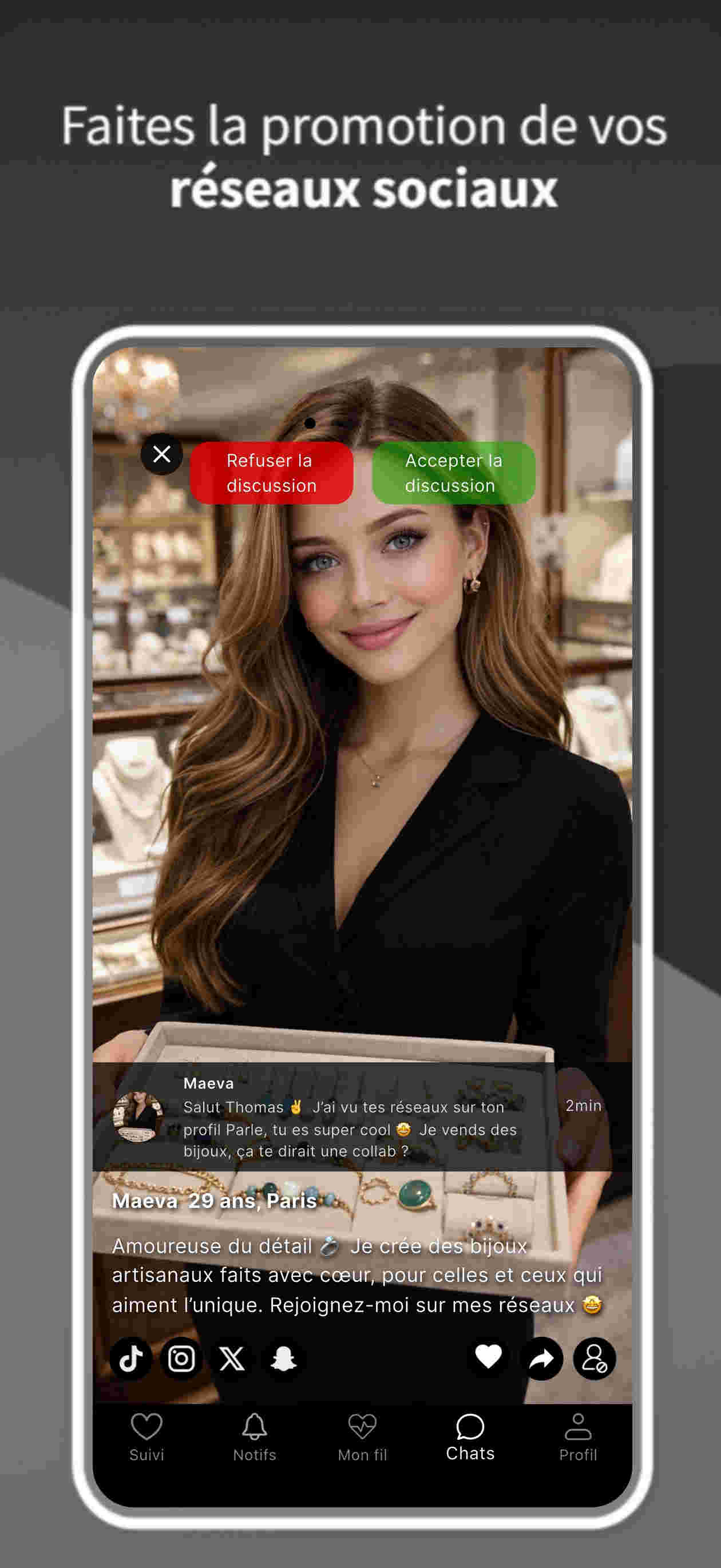 Interface principale de l'application Parle